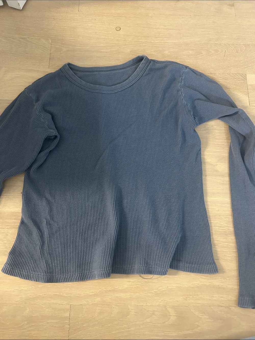 Brandy Melville Waffle Knit Long-Sleeve Top - Dusty Blue